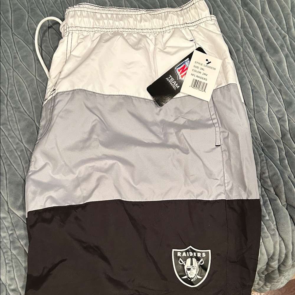 Team Apparel Raiders Black and Gray Athletic Shorts